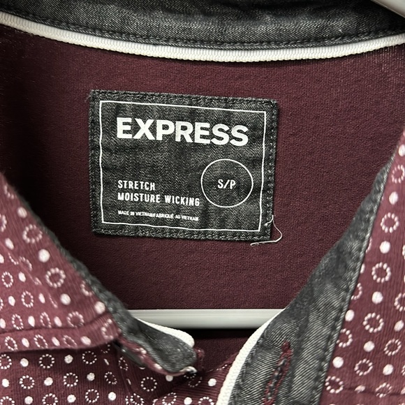 Express Moisture Wicking Short Sleeve Polo Burgundy Print - Picture 3 of 6